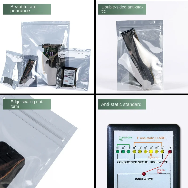 Transparent Anti Static Shielding Package, ESD Self Sealing Bags for Storage, Small Size Electronic Accessories, USB Pouches