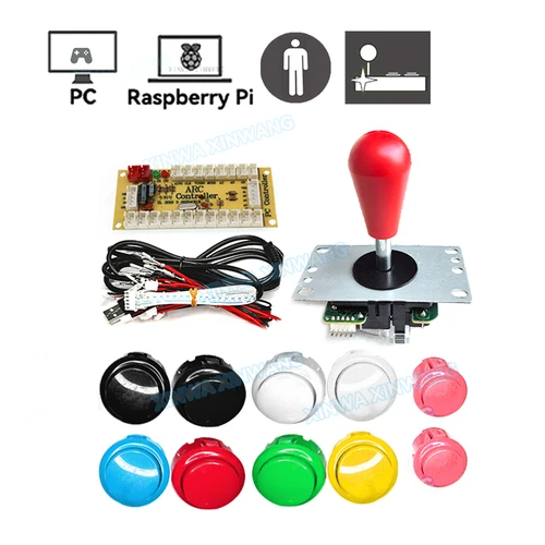 Imagen 2 del producto Copia de Joystick Arcade, máquina de juego SANWA, consola, Kit DIY, botones pulsadores para PC, Raspberry Pi, controlador de placa USB de retardo cero