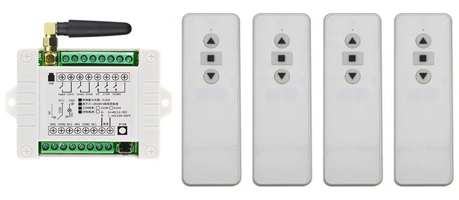 433Mhz RF 12V 24V 36V electric door/curtain/shutters limit wireless radio remote control switch for forward and reverse motors