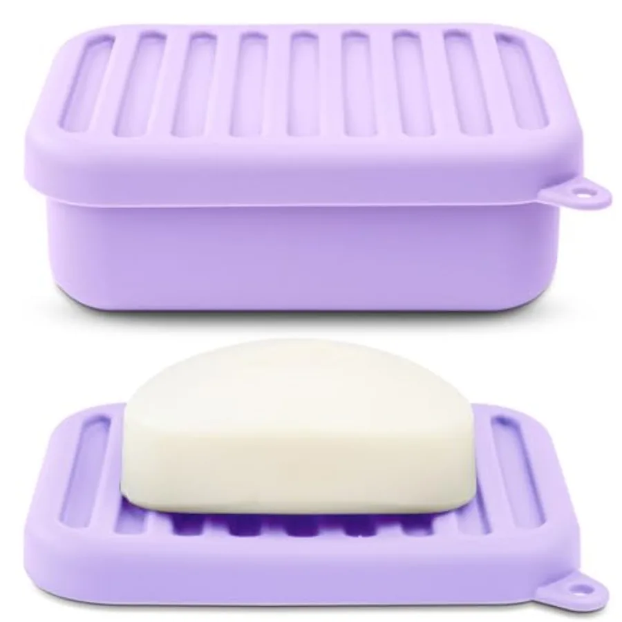 

Superior Leak-Proof Silicone Travel Soap Case with Drainage Lid/Layer, Compact Bar Soap Container, Durable Soap Holder for Camp