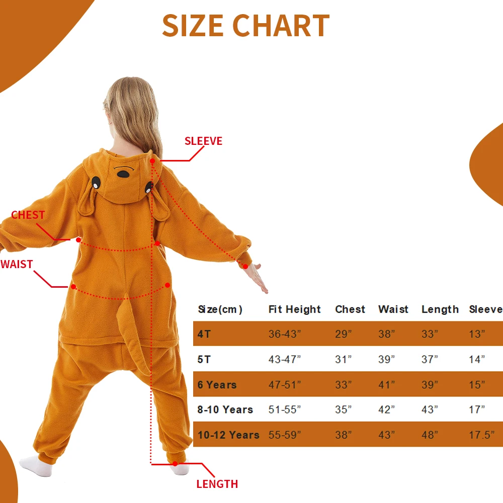 CANASOUR Kangaroo Costume For Kids Unisex Christmas Party Animal Onesie Jumpsuits Cosplay Pajamas Hooded One-Piece Sleepwear