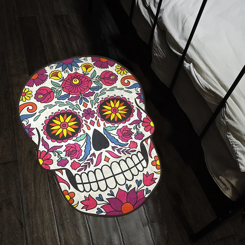 Skull Flower Rug Art Creative Design Carpet Comfortable Refreshing Bedroom Rugs Does Not Fall Fluff Living Room Decor Carpets IG