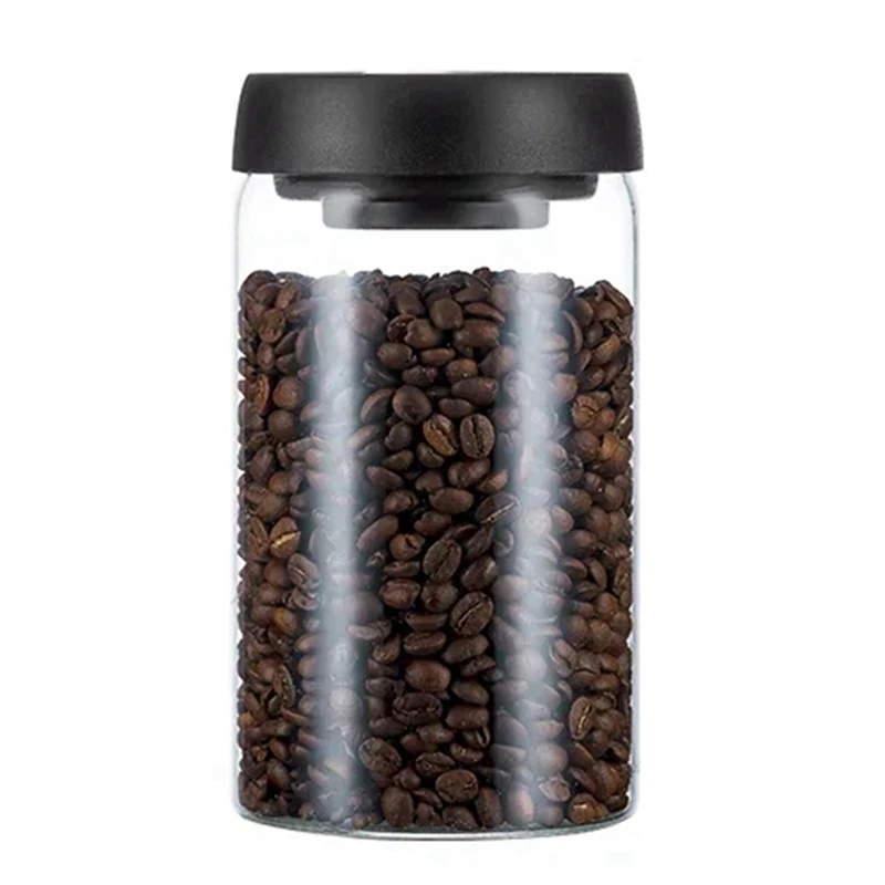 Vacuum Sealed Jug Coffee Beans Glass Airtight Canister Food Keep Fresh Storage Jar 1200Ml