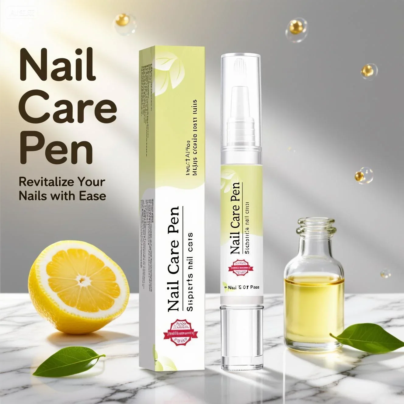 ネイルケアペン 4ml ティーツリー キャスターオイル配合 変色した爪用 強化保護キューティクルトリートメント レモンネイルケアペン