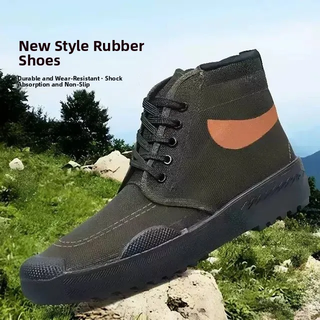 Men's High-Tube Canvas Shoes Spring Autumn Wear-Resistant Work Shoes Breathable Anti-Slip Labor Protection Security Dad Shoes