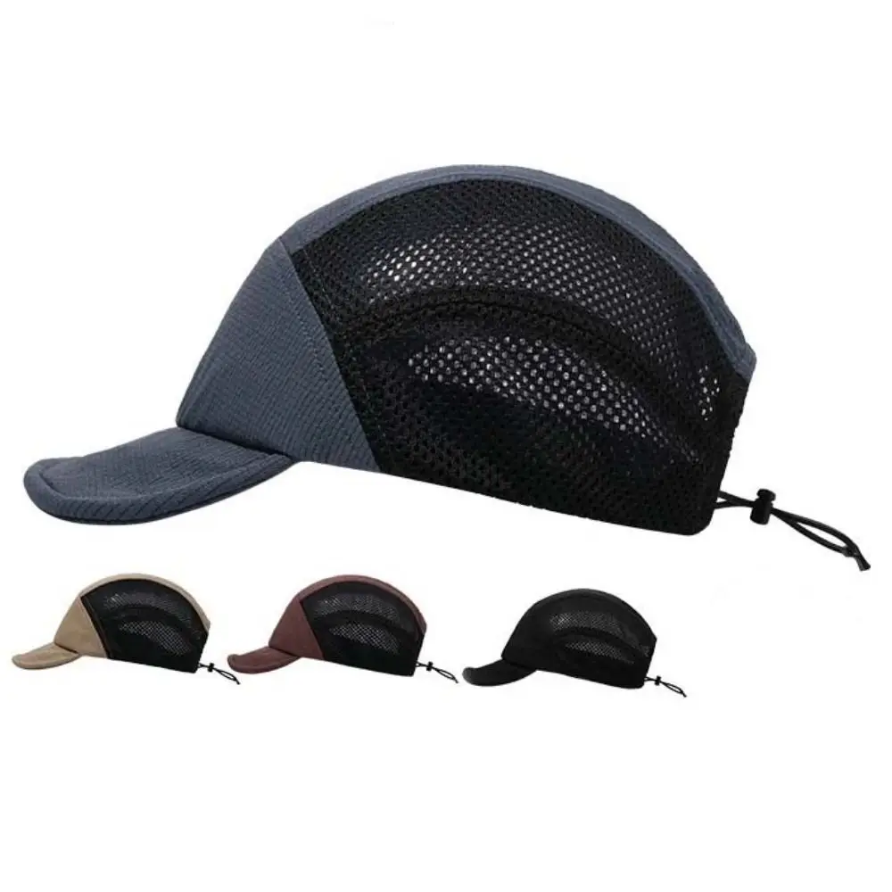 Hip-hop Short Brim Baseball Cap Breathable Quick-drying Mesh Sun Hat Outdoor Sports Casual 5 Panel Hat Summer