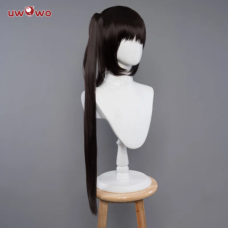 UWOWO Game Azurr Lanee Chenhai Cosplay Wig Cosplay Black Hair 75cm Long Ponytail Hair Heat Resistant