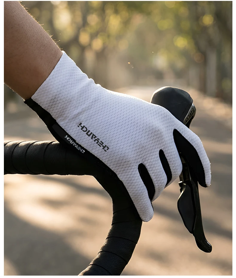 GTUBIKE Fahrradhandschuhe mit Vollfingerbedeckung, Touchscreen-fähig, Atmungsaktiv, Rutschfest, Stoßdämpfende Handflächenpolsterung – Detail 14