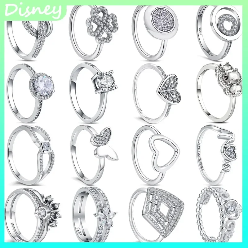 

2025 Great Deal 925 Sterling Silver Women Crown Ring Lucky Clover Geometric Butterfly Round Shape Luxury Jewelry