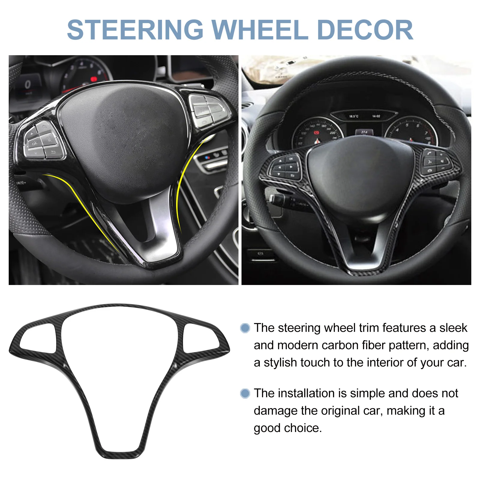 Elegante volante do carro guarnição quadro decoração fácil instalar confiável desempenho de longa duração acessório decoração do volante do carro