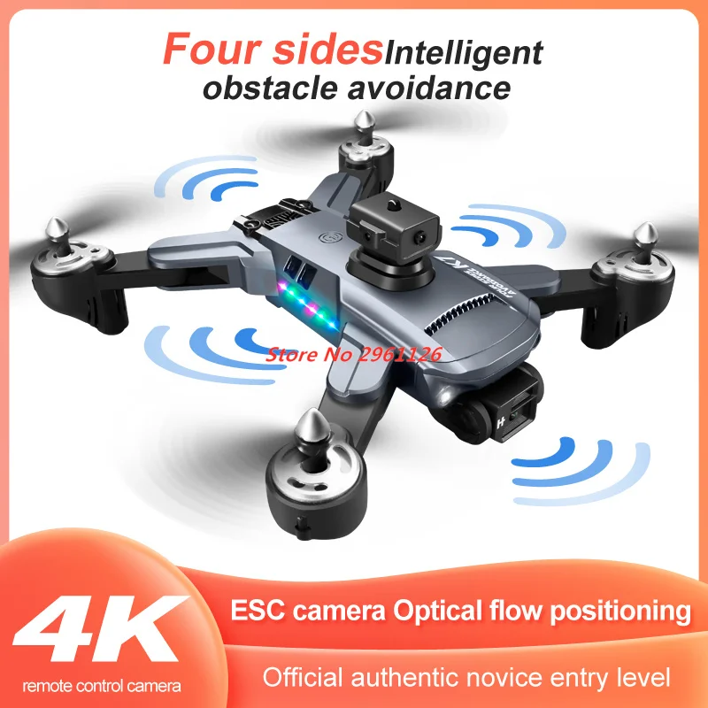 4K Intelligent Four Sides Obstacle Avoidance Drone 4K ESC Dual Camera Option Flow Folding Quadcopter With LED Lights Boy Gift to