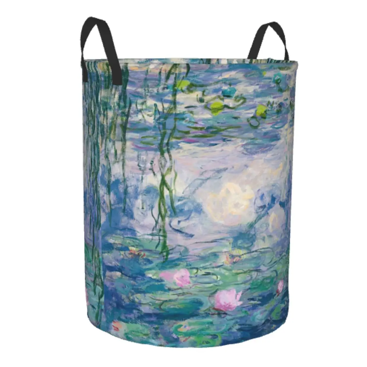 Custom Water Lilies Claude Monet Fine Art Laundry Basket Collapsible Large Clothing Storage Bin French Painter Art Baby Hamper