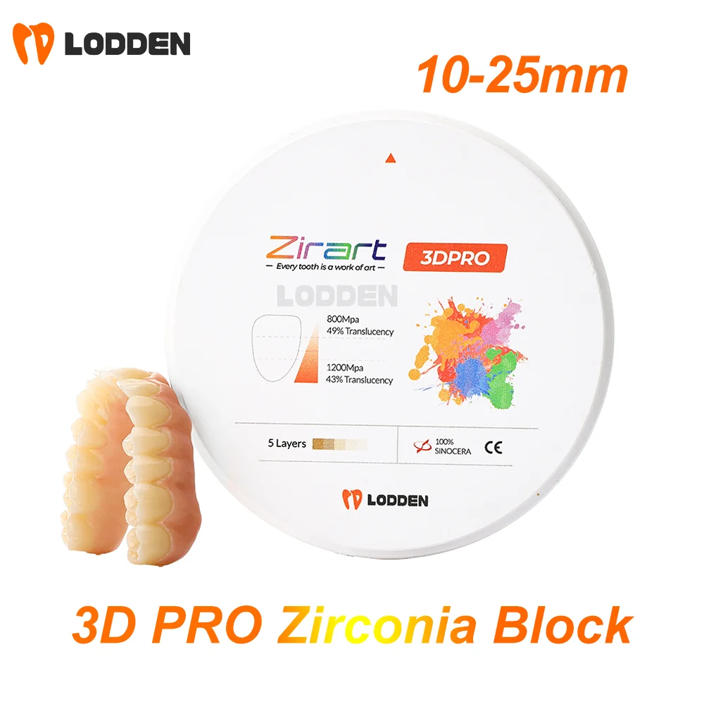 

3D Pro Dental Zirconia Block 10-25mm Multilayer Zirconia Disc Dental Lab Denture Material For CAD CAM Open System
