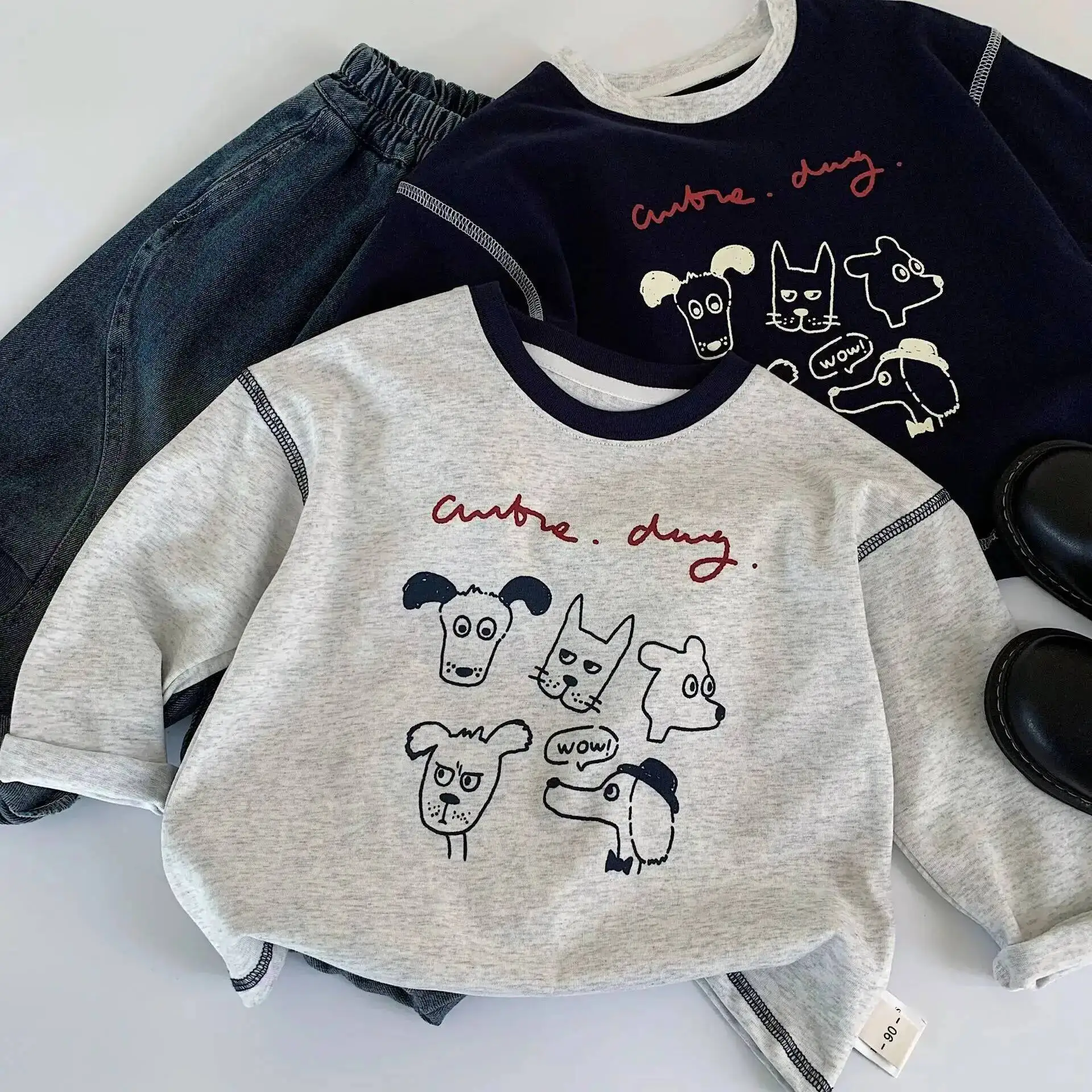 Frühling Herbst Kinder T-Shirts 2-10 Jahre Jungen Mädchen Baumwolle Cartoon Patchwork Langarm T-Shirts Kleinkind Oberteile Kinderkleidung – Detail 3