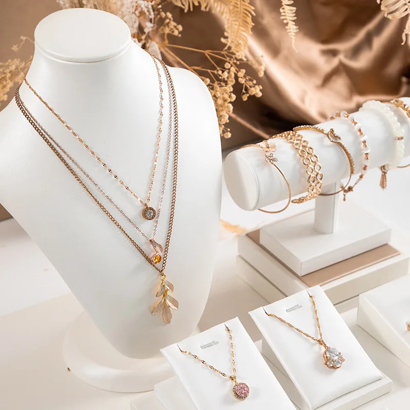 Pure WhiteJewelry Exhibitor Props Bracelet Earring Frame Wiredrawing Table Jewelry Tray Necklace Earring Ring Jewelry Display