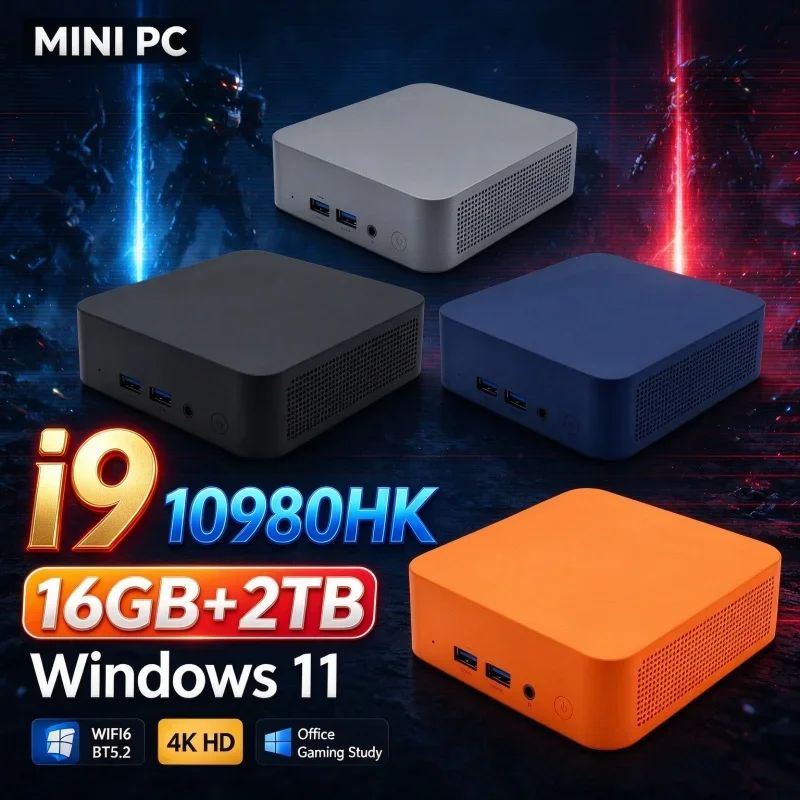 Gamer Mini PC Intel I9 10980HK 16GB RAM Optional 1TB 2TB SSD Windows 11 Portable Desktop Computer Home Office Study Gaming PC