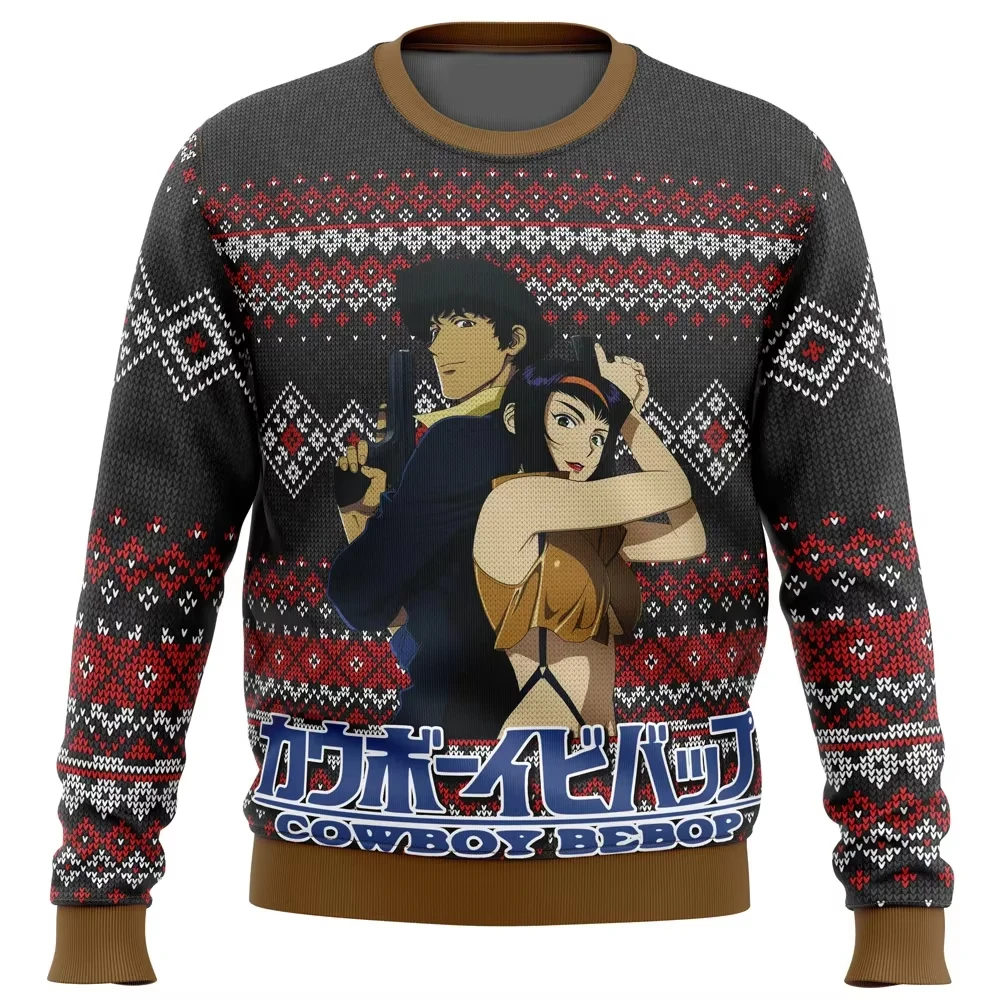 3, 2, 1, Let’s Xmas! Cowboy Bebop Ugly Christmas Sweater 2024 Fashion Men Pullover Tops Cartoon Anime Women Hoodi