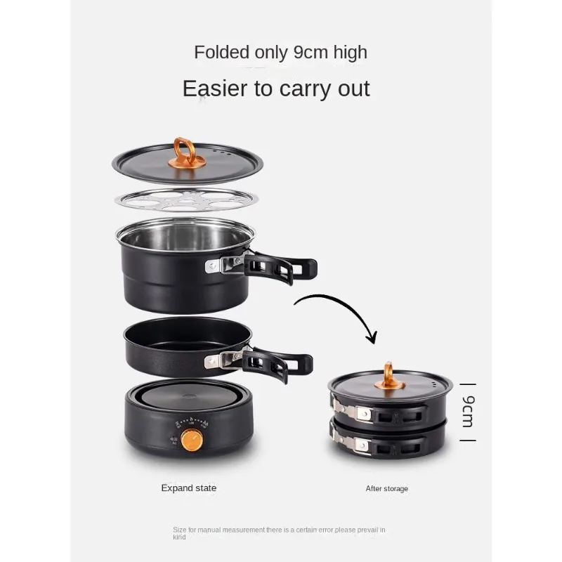 Portable Foldable Travel and Business Dormitory Electric Cooking Pot Split Pot Frying and Steaming Pot 220V/110V