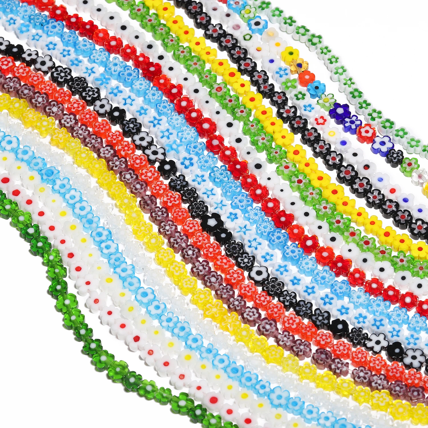 4 6 8mm Charms Daisy Flower Lampwork Glass Flat Beads Loose Spacer Beads for Jewelry Making Diy Bracelet Crafts Accessories