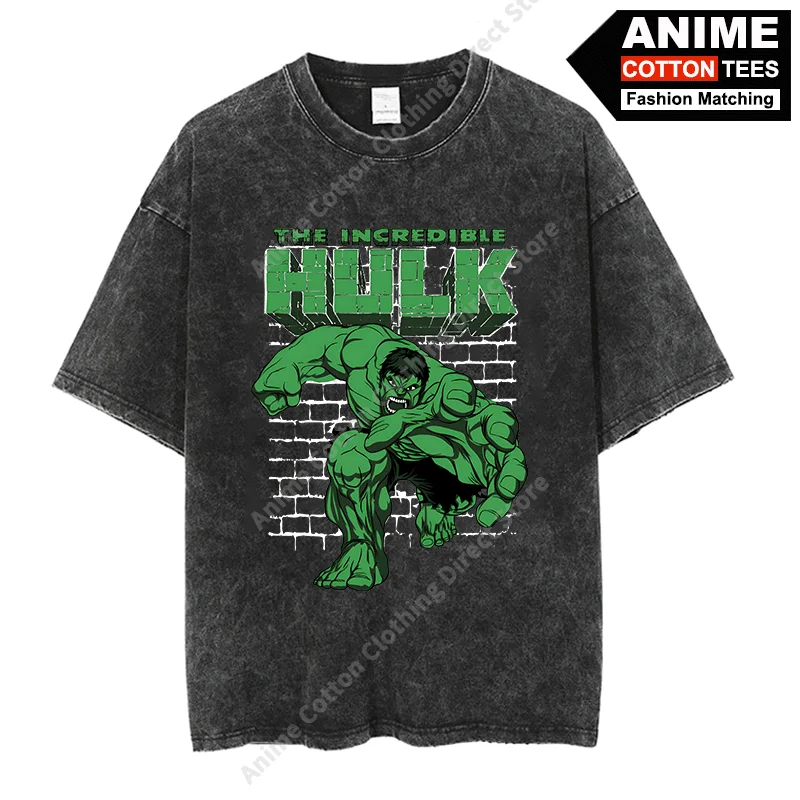 The Avengers Hulk (Robert Bruce Banner) T Shirt Cotton Washed Vintage Oversized T-shirt Tops Y2k Street Casual Unisex Loose Tees