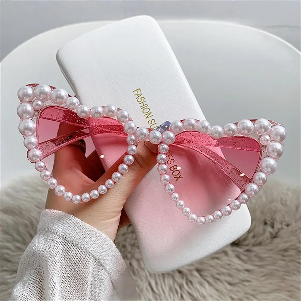 Outdoor Bling UV400 Pearls Sun Glasses Shades Heart Sunglasses Party Glasses Driving Motorcycle Glasses