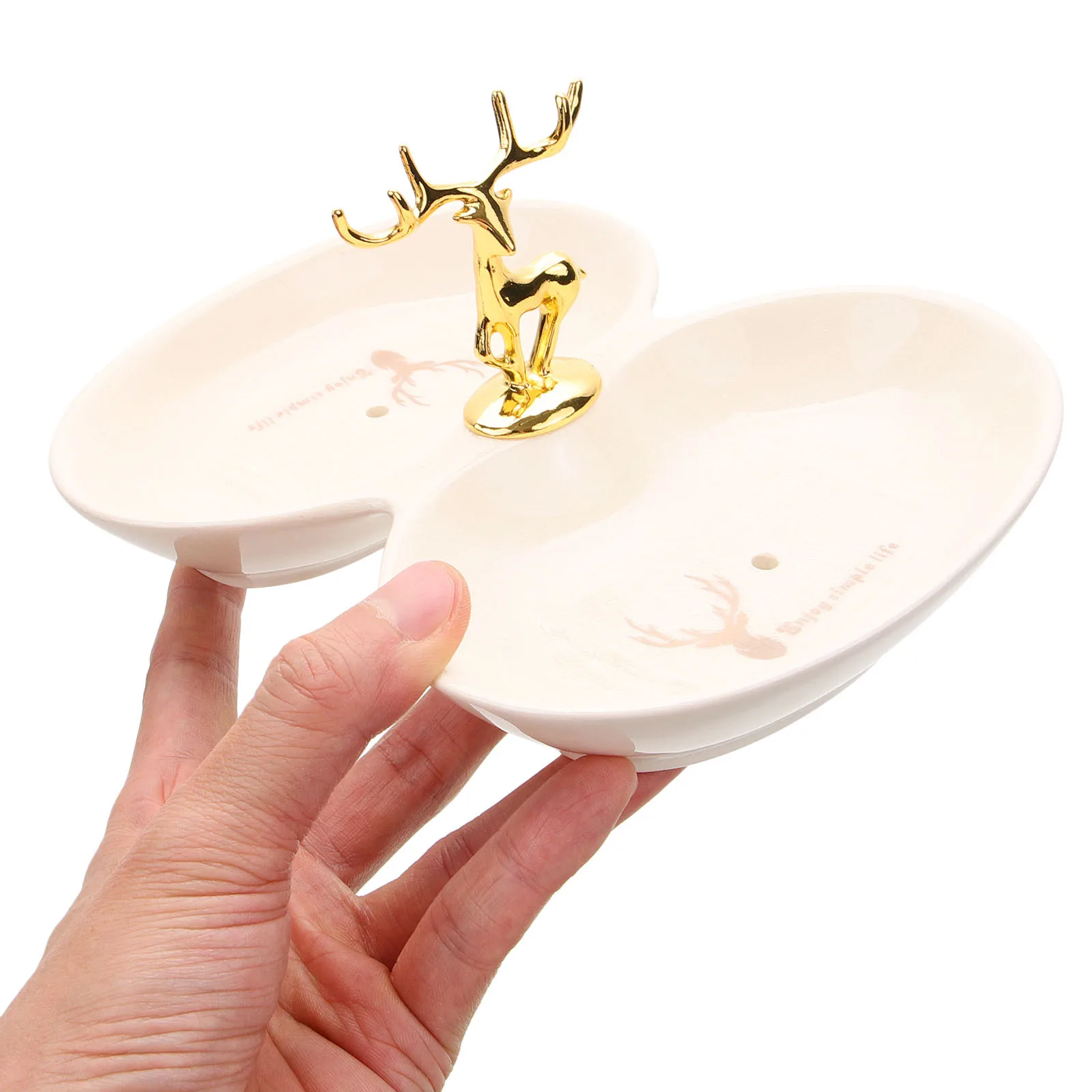 

Ceramic Double Slots Soap Dish Creative Design Bathroom Kitchen Sink Holder Durable Multi-Function Tray Soap Dish