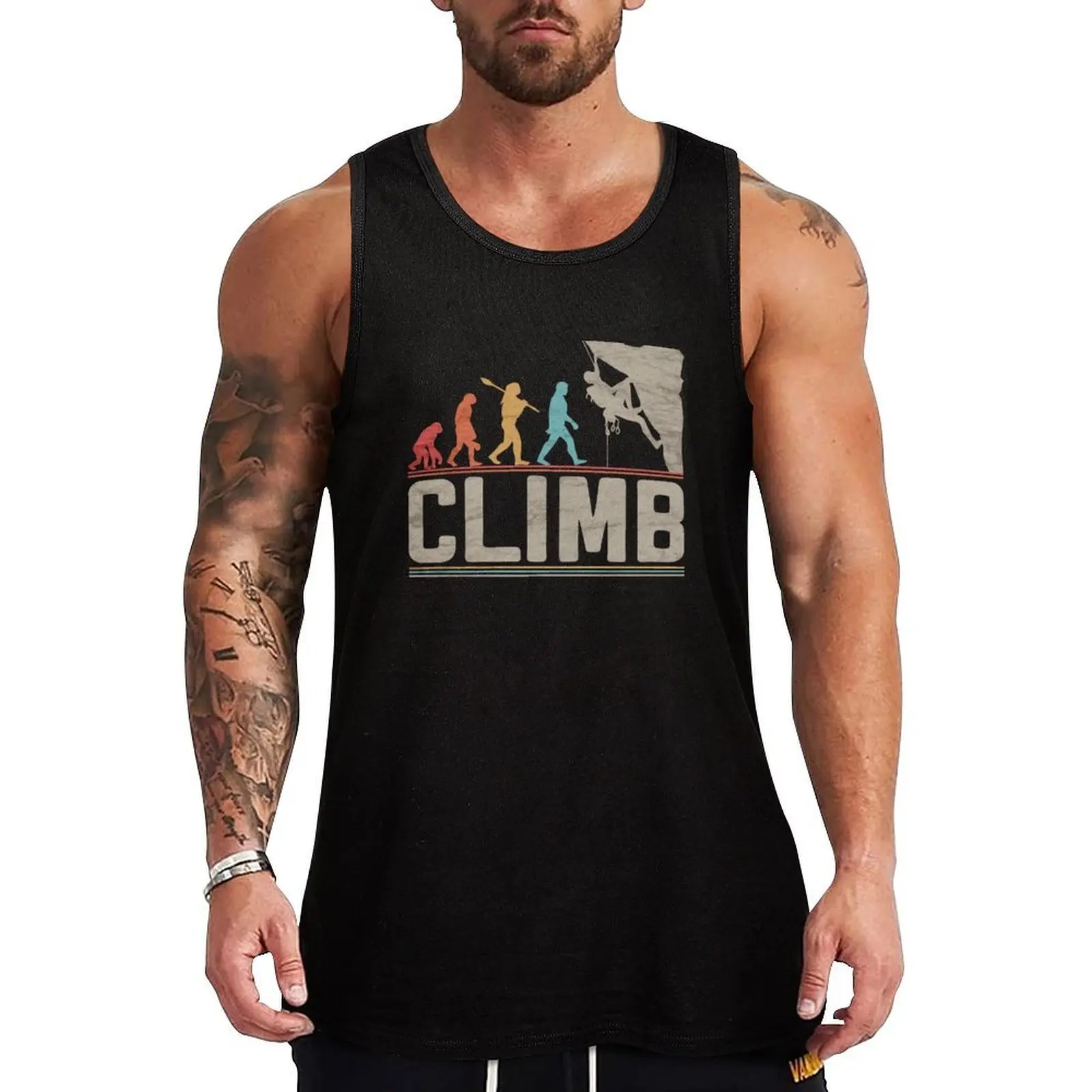 

Climb Evolution Climbing Funny Rock Climber Bouldering Tank Top sleeveless jackets muscle t-shirt