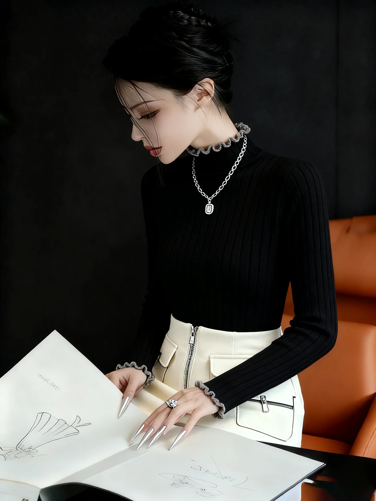 

Knitted Long Sve Base irt Women's Slim Fit Autumn Winter Warmth Padded f High Collar Faionable Inner Wear...