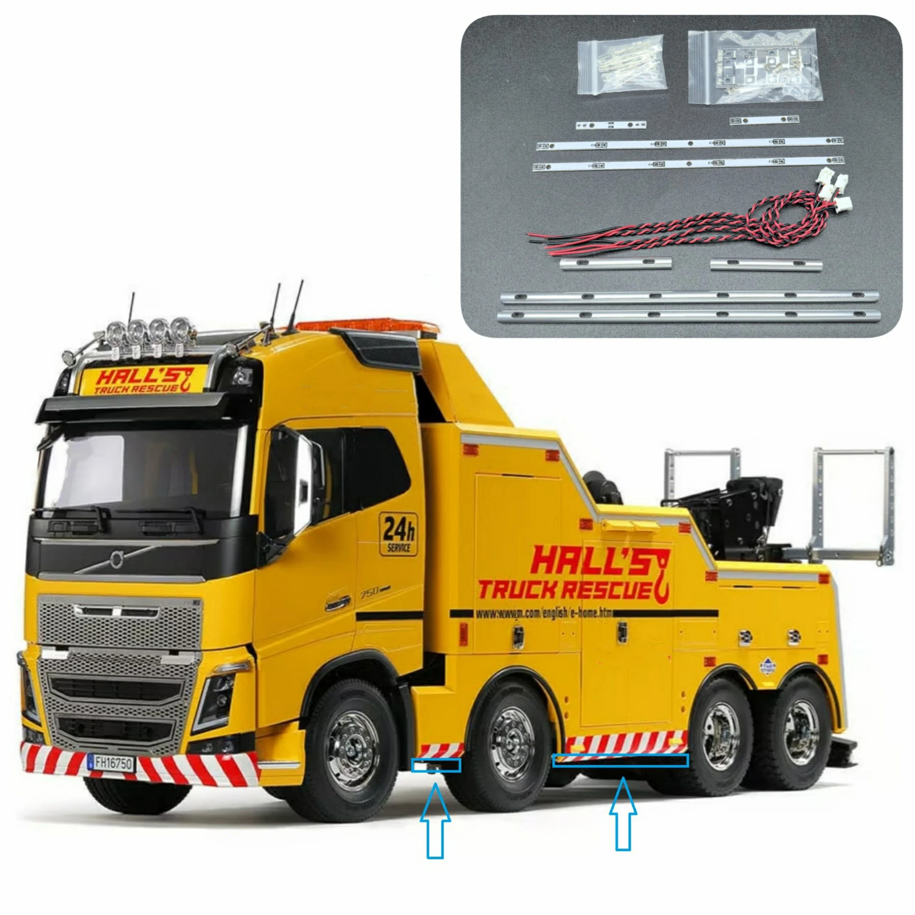 

1 Set Metal LED Side Bottom Light Decorate Upgrade Refit for 1/14 Tamiya Volvo FH16 8X4 56362Globetrotter RC Truck Diy Parts Toy