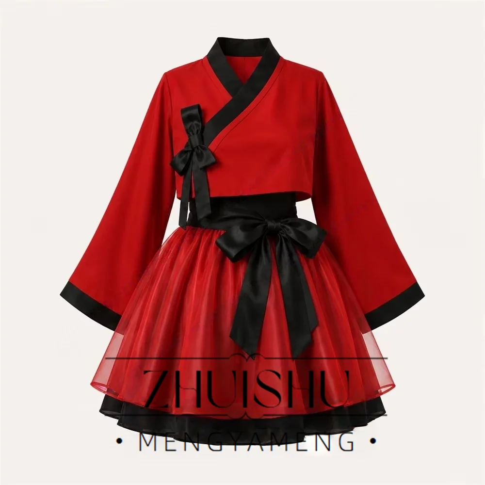 Modern Contrast Color Short Concert Hanbok V Neck Korean Photo Shoot Performance Dress Customized 2 PCS Jacket Mini Dress