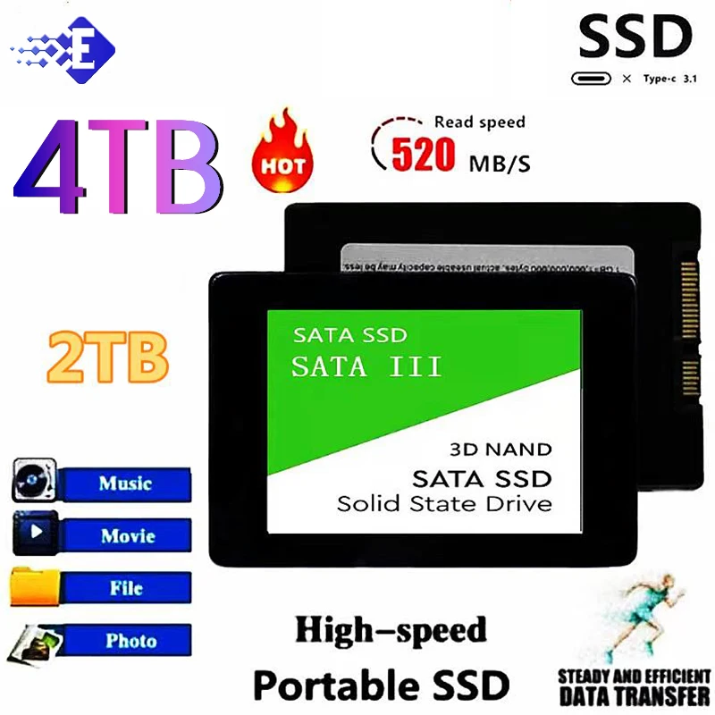 

High Speed SSD Drive HDD 2.5 Hard Disk SSD 1TB 2TB 4TB HD SATA Disk Internal Hard Drive For Laptop SSD Notebook