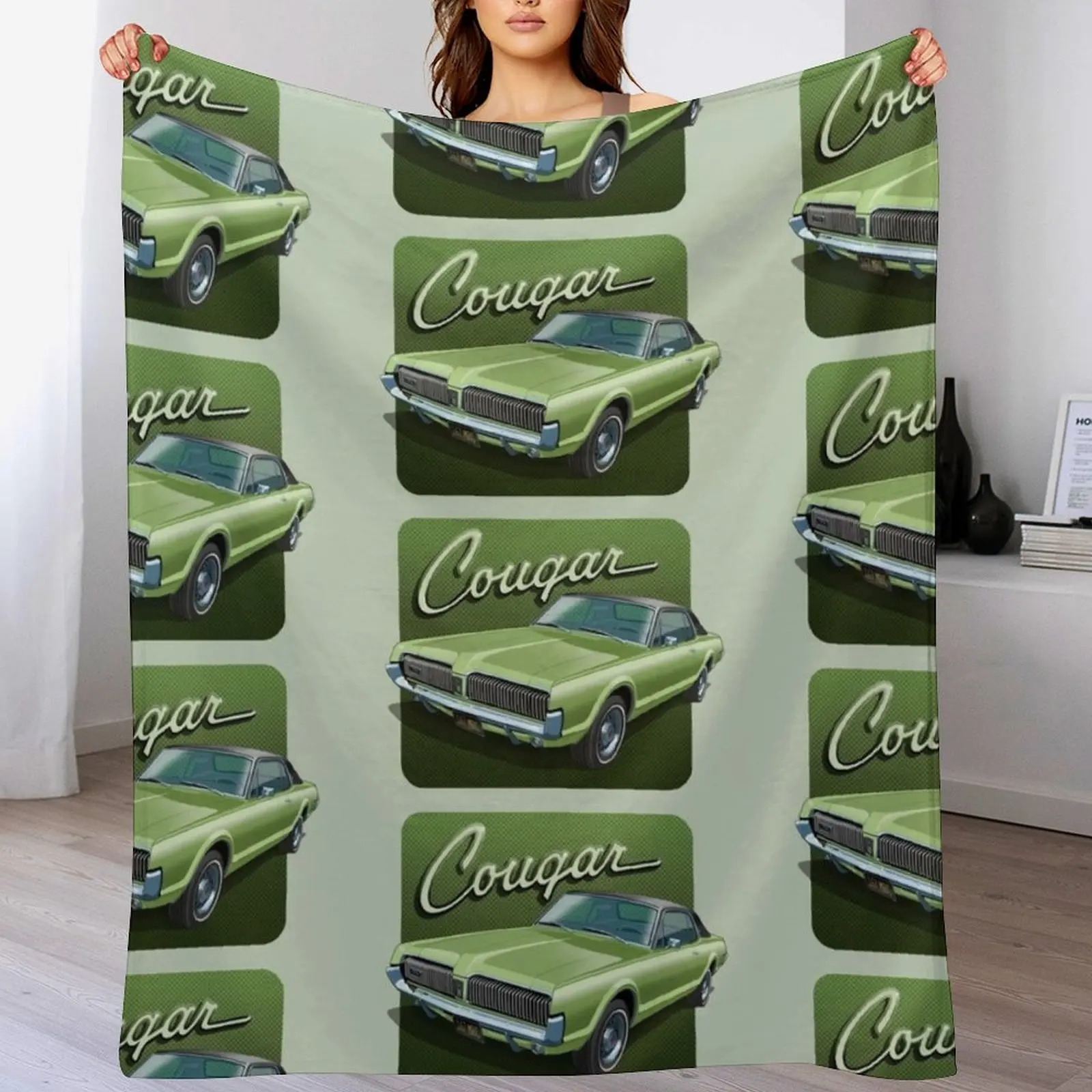 

1967 Mercury Cougar in lime frost Throw Blanket Travel Weighted Blankets