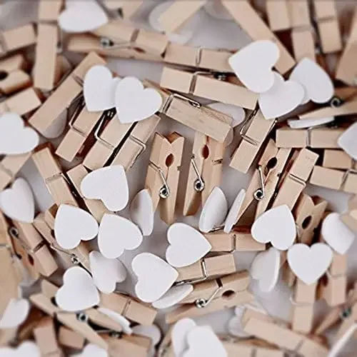 50pcs/Set Wooden Clips Love Heart Clothespin DIY Cute Wedding Decoration Craft Pegs Clothespin for pictures clip cards clip