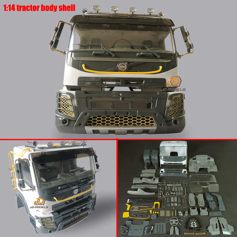 Versión pintada de la simulación del cuerpo del remolque para 1/14 Tamiya RC Truck Trailer Tipper Scania 770S Benz Actros Volvo MAN Part