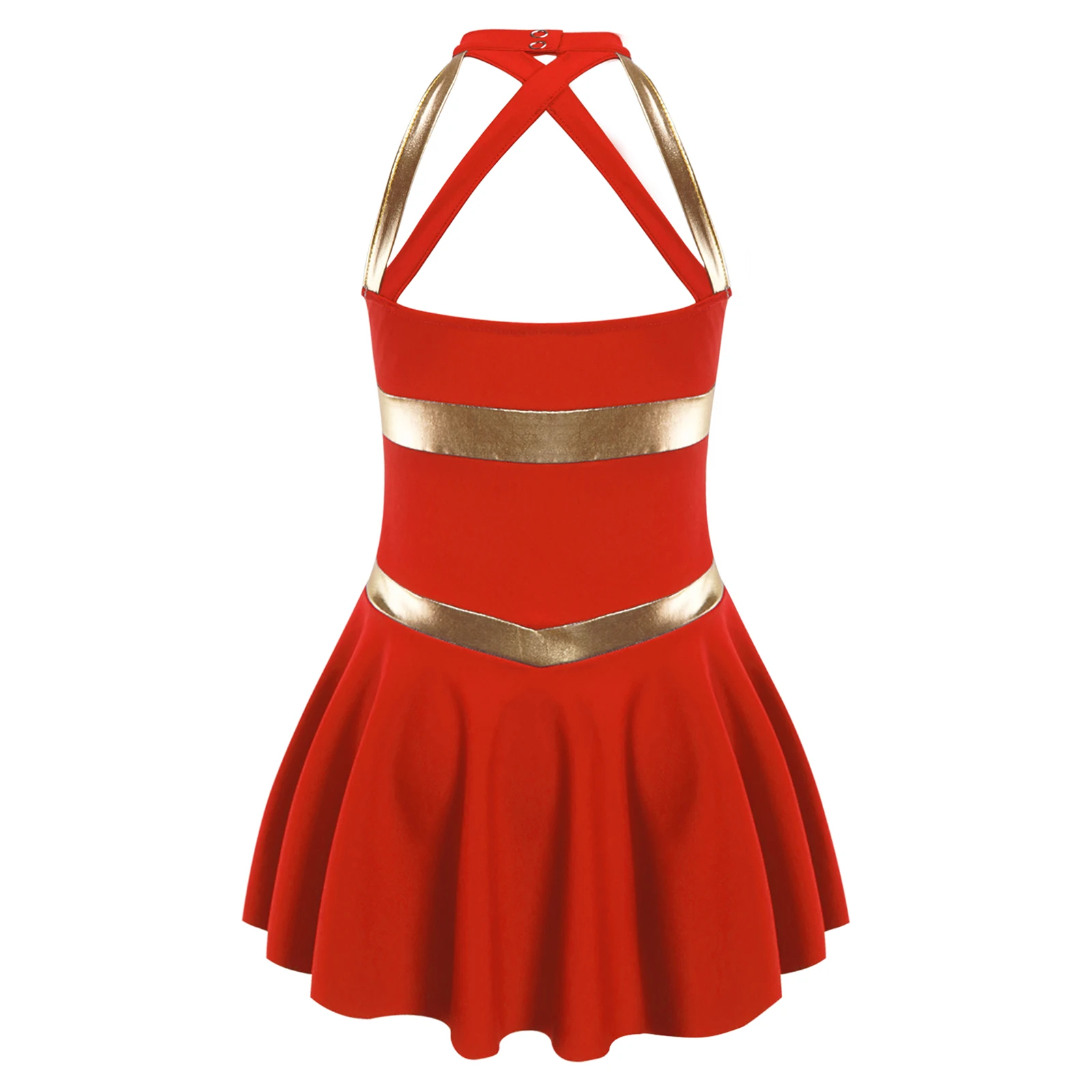 Kids Girls Cosplay Cheerleading Uniform Dress Dancewear Sleeveless Letter Printed Cheerleader Costume Stage Performance Costumes