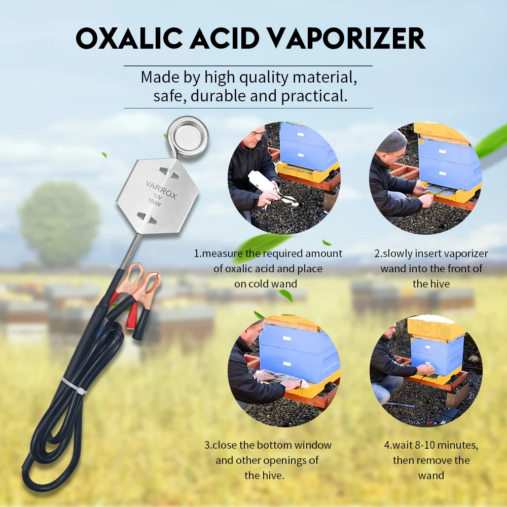 Oxalic Acid Vaporizer, Bee Evaporator, Varroa Mite Treatment Tools for Beekeeper Suppiler, 12V