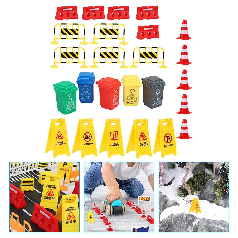 Transportation Toy Model Road Traffic Barricades Sign Toys Street Signs Cones Childrens Miniature for Kids