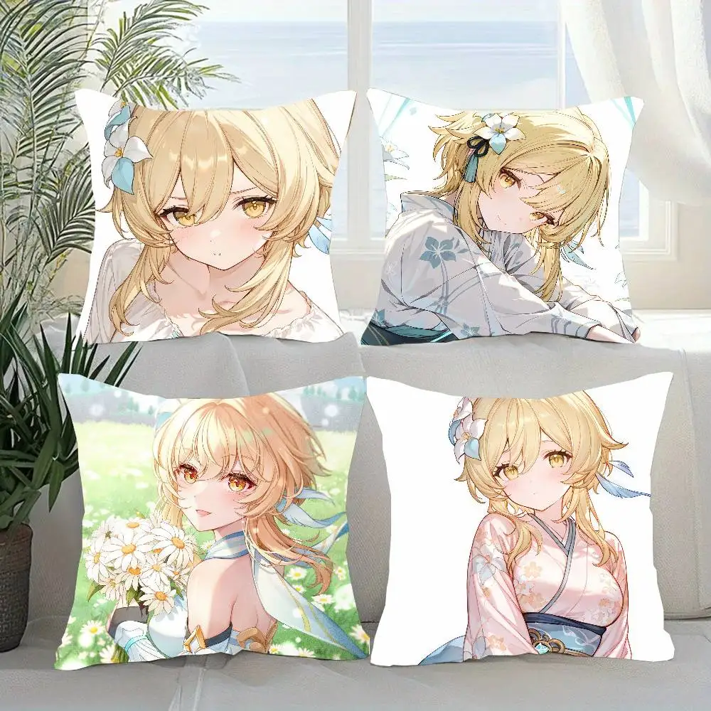 Lumine Anime Game G-Genshin Impact Pillow Case Sofa Cushion Cover Room Home Decoration