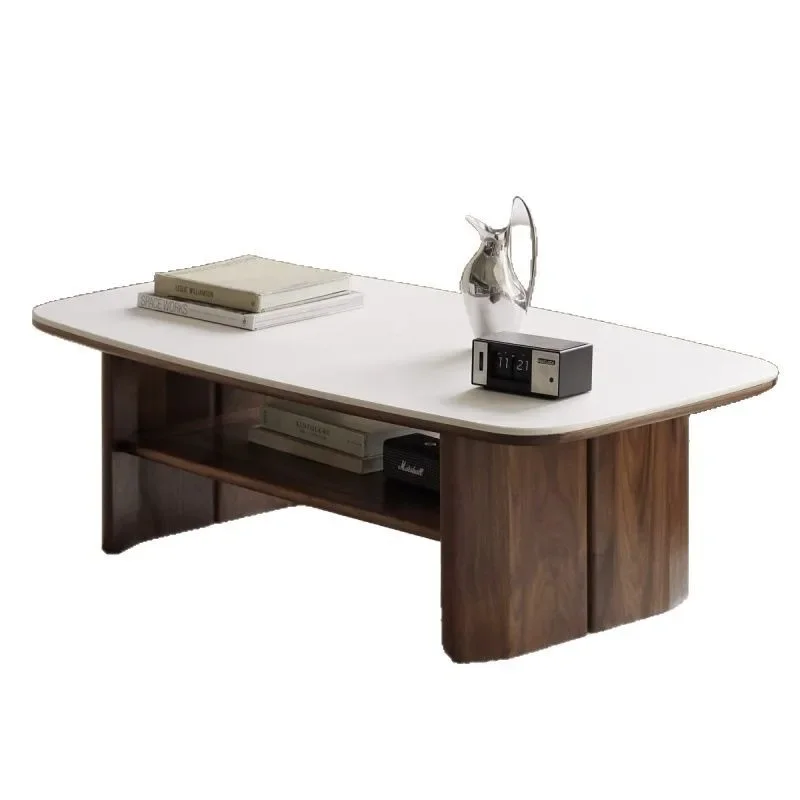 

Coffee table pure solid wood rock slab coffee table simple modern living room black walnut tea table household small apartment