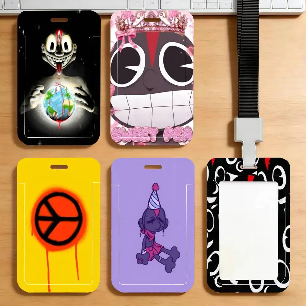 Rapper Singer Lil Darkie   ID Card Holder Lanyard Covers Women Men Work Permit Holder Students Kids Bus Cards Case