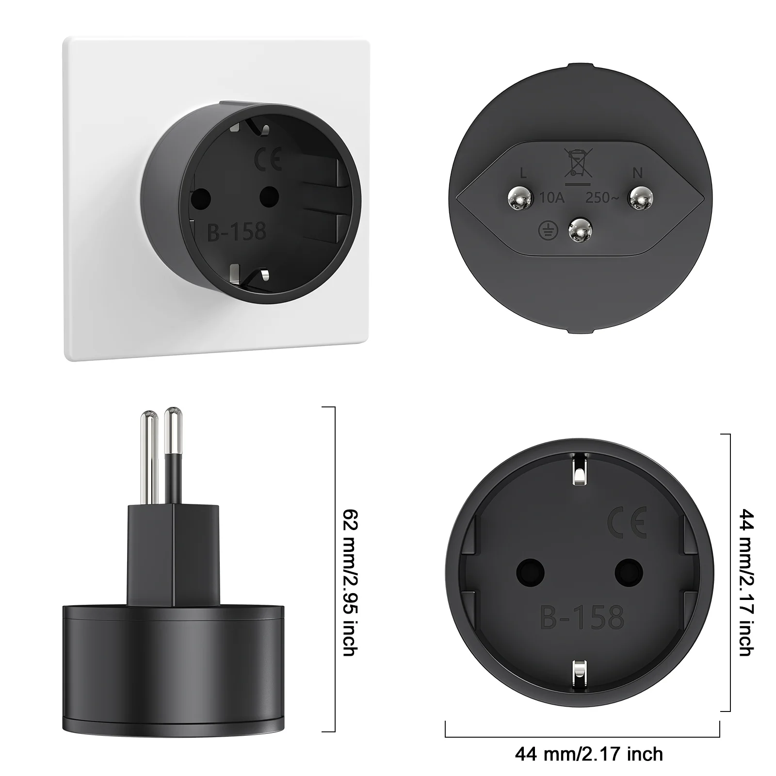 3pcs Germany EU to Swiss Plug Travel Adapter Power Converter European to Switzerland Travel Plug Electric Sockets Wall Charge