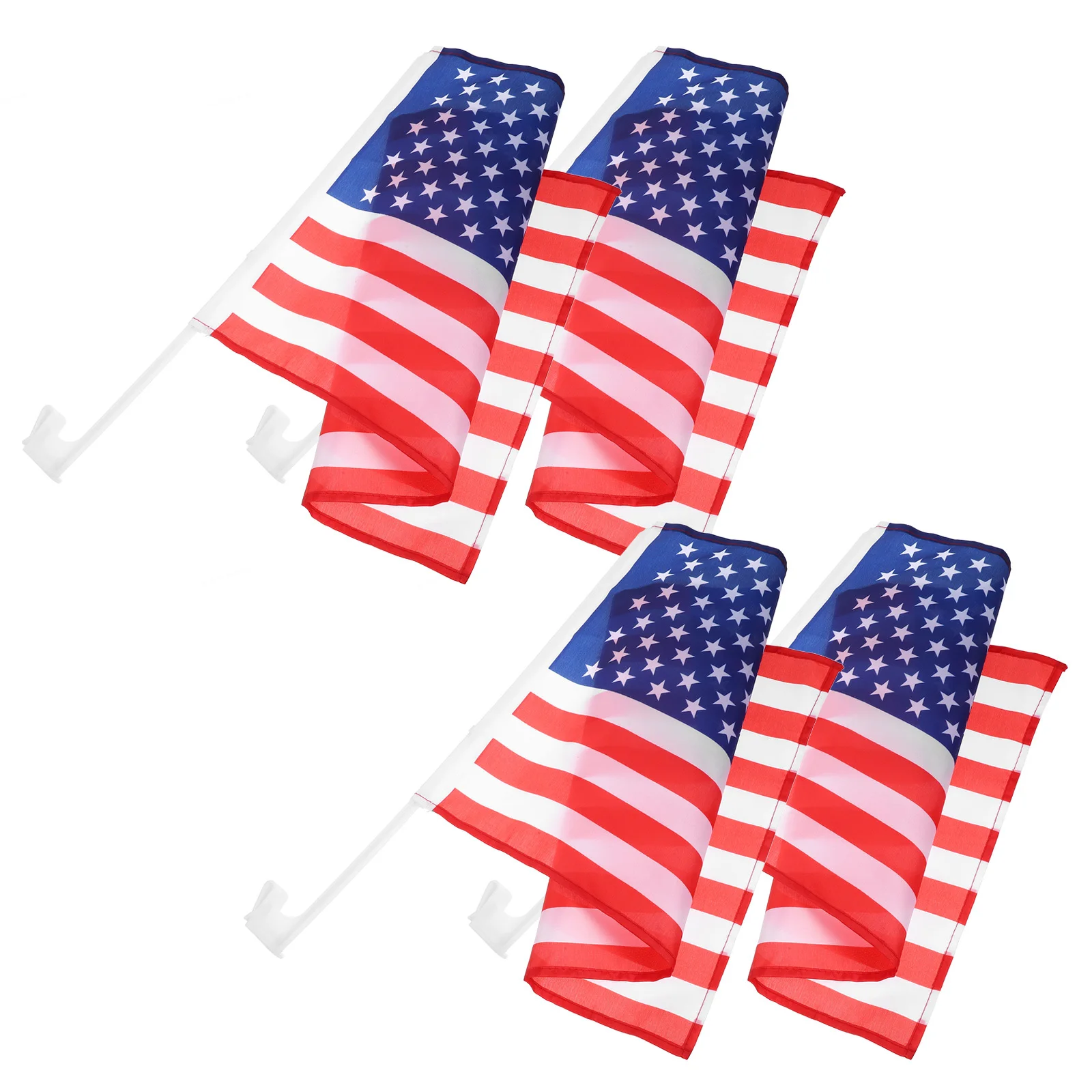 

4Pcs Car Window Clip-on Flags American Flag Decorative National Flag Outdoor Flags for Vehicles Trucks Golf Cart Patriotic