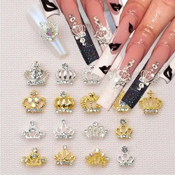 10pcs Crowm Nail Charms Luxury Diamond Crystal Nail Art Decoration Gems Alloy Queen Exquisite Crown Silver Gold Manicure Parts