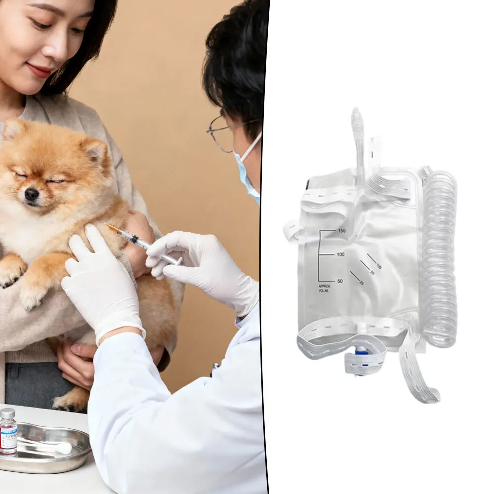 5Pcs/set Pet Cat Dog Animals Urine Collection Drainage Bag 150ml 300ml Luer Lock With Extension Tube And Hanging Straps Tools