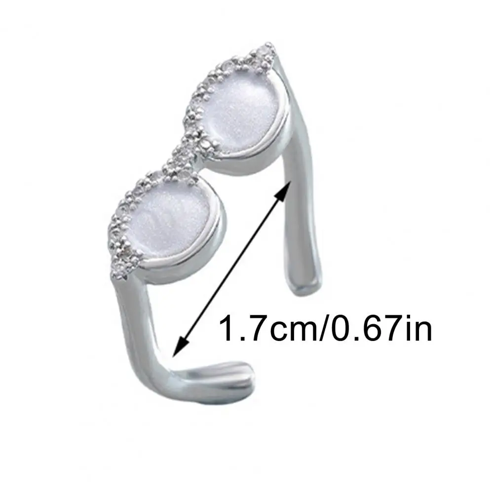 Cute Mini Glasses Ring for Men Women Fashion Opening Adjustable Eyeglass Shape Index Finger Ring Couple Rings Accessories