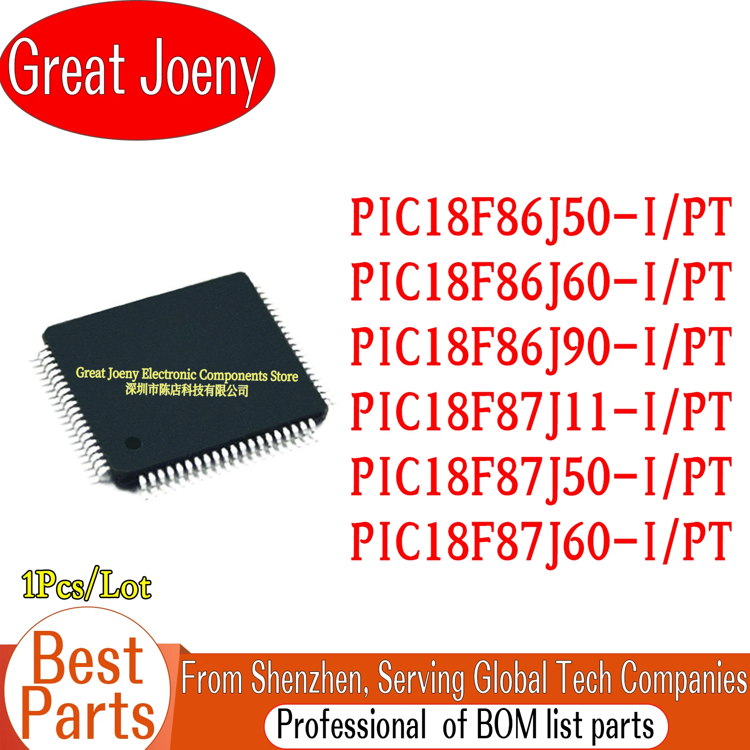 

PIC18F86J50-I/PT PIC18F86J60-I/PT PIC18F86J90-I/PT PIC18F87J11-I/PT PIC18F87J50-I/PT PIC18F87J60-I/PT IC MCU Chipset TQFP-80