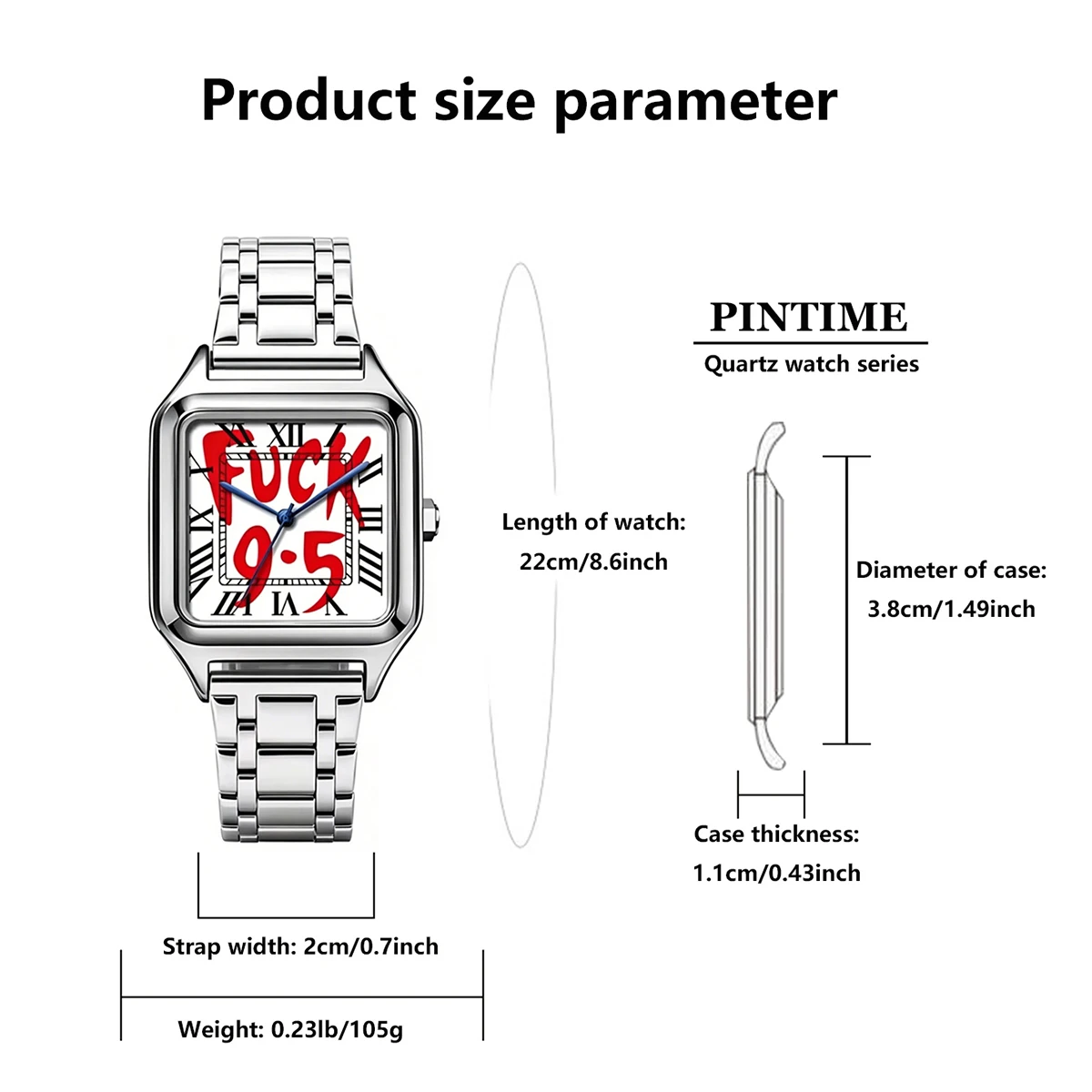 1pc Ladies' Square Luxury Watch, Arabic Text on the Large Dial, 30-Meter Water Resistance, Elegant Design, Stainless Steel Strap