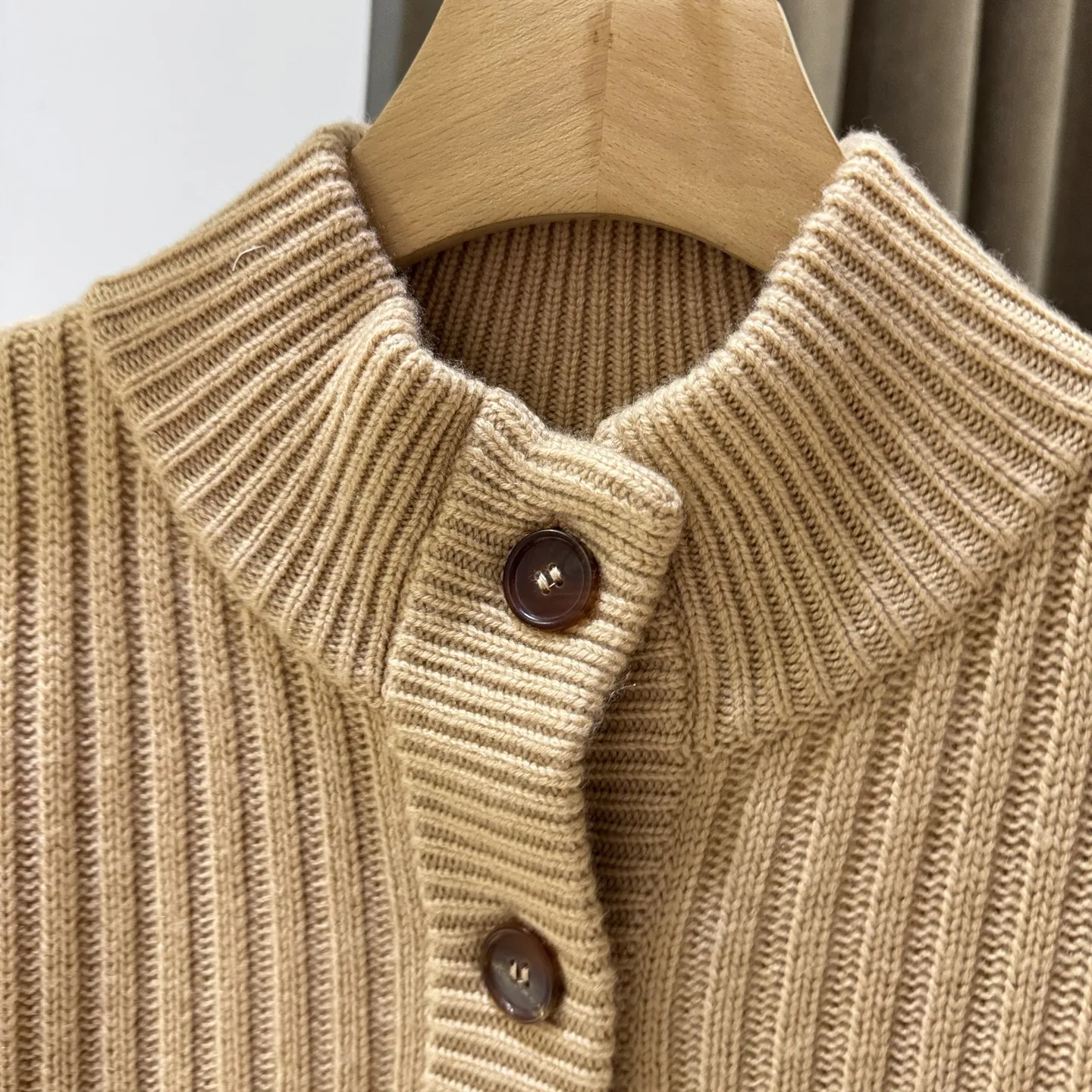 

25 ранняя осень, новый женский вязаный кардиган с высоким воротником в вертикальную полоску, 30% кашемир, 70% шерсть, свитер, куртка SML