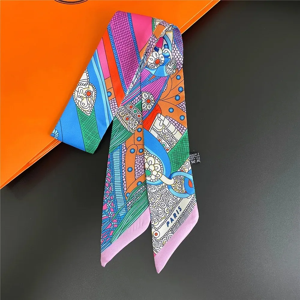 2024 Korean Fashion New Women\'s Twill Decorative Ribbon Small Scarf Binding Bag Handle Ribbon Hair Band Small Scarf Headband