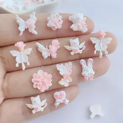 50 Stuks/Batch Kawaii Nail Art Decoratie Hars Cartoon Beer, Vlinder, Bloem, Kitten Serie Nail Accessoires Diy 3d Charme